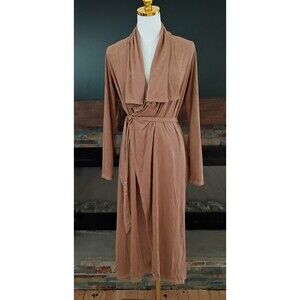 Fashion Nova Vintage Velour Long Sleeve Wraparound Robe Brown Size Small